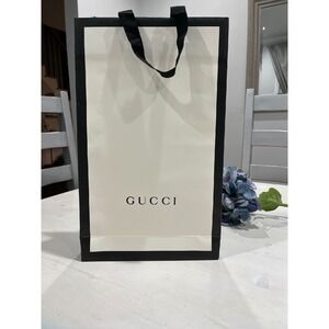 Gucci Shopping Gift Shoe Bag Black White‎ Authentic Paper Tote